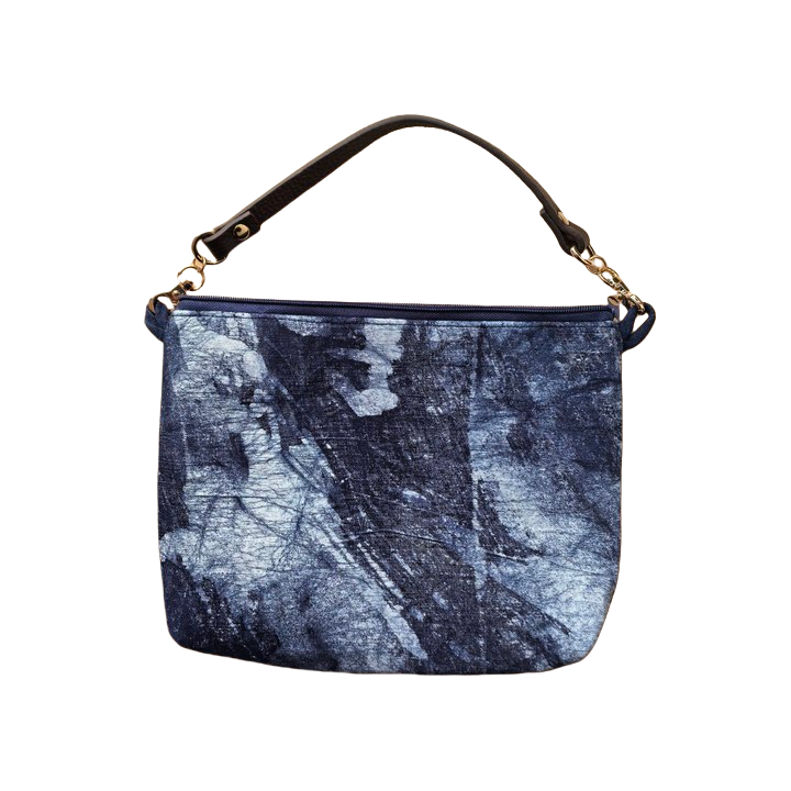 Handmade batik handbag, women's wrist bag with zipper, casual bag