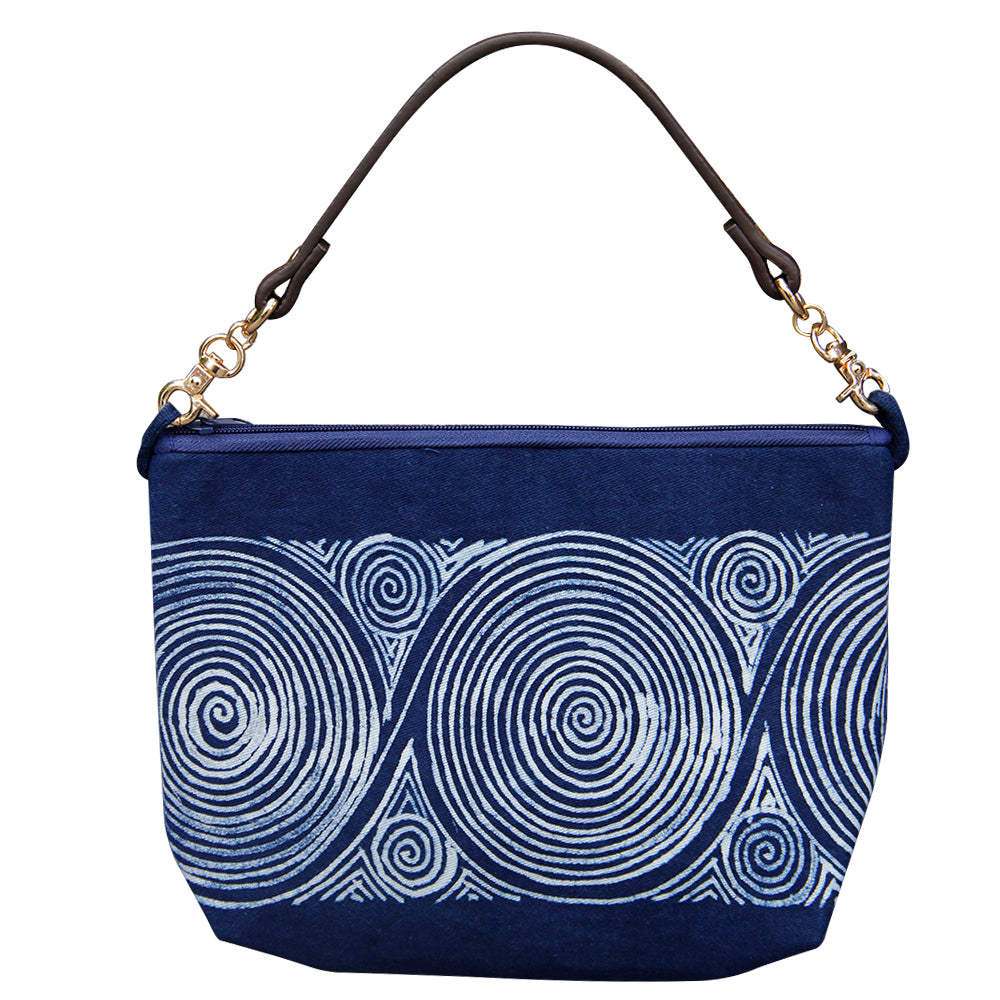 Handmade batik handbag, women's wrist bag with zipper, casual bag