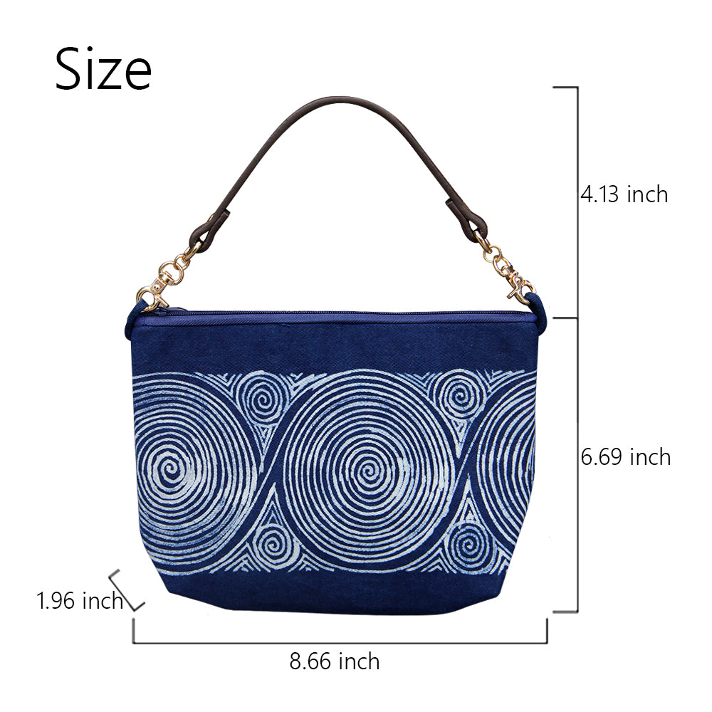 Handmade batik handbag, women's wrist bag with zipper, casual bag