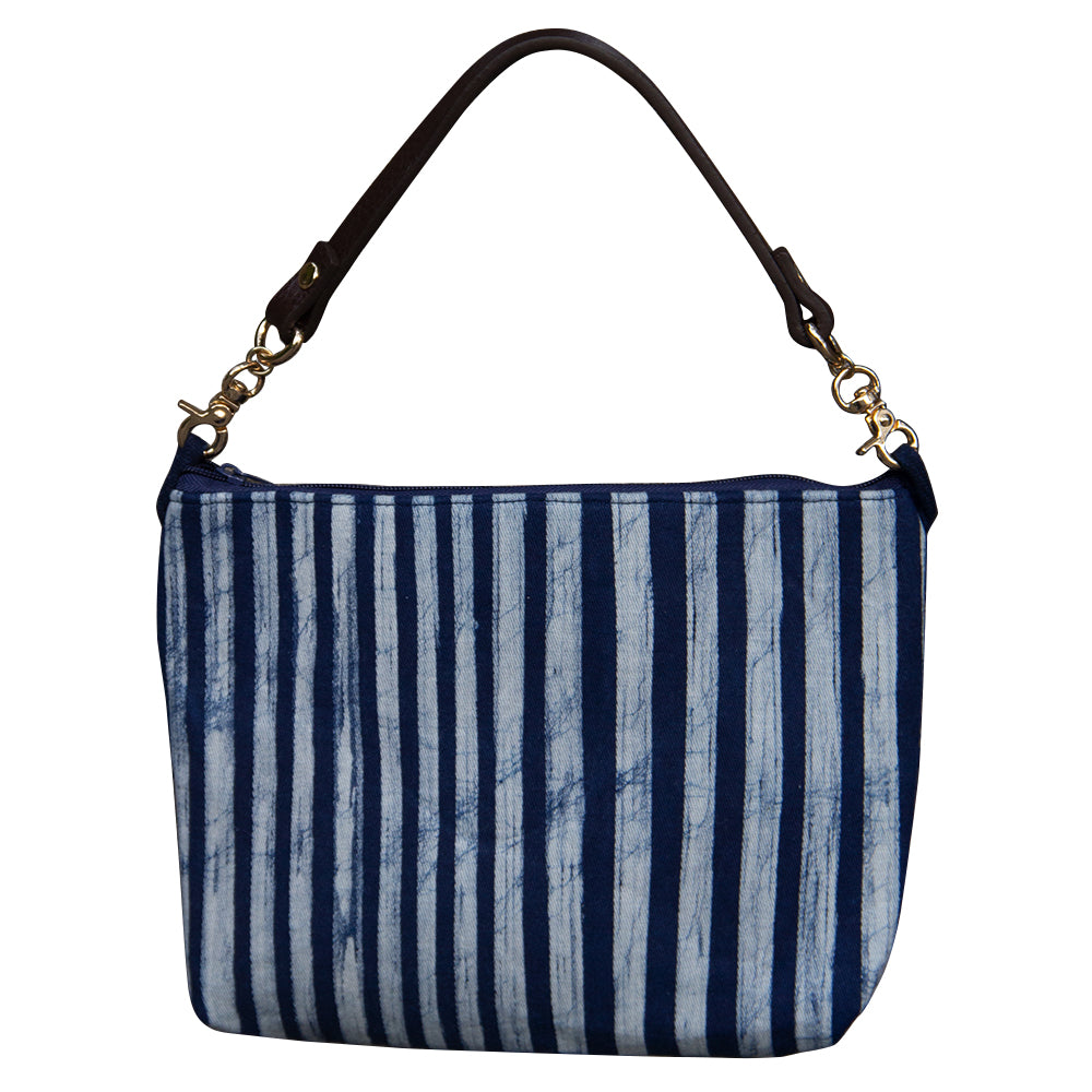 Handmade batik handbag, women's wrist bag with zipper, casual bag