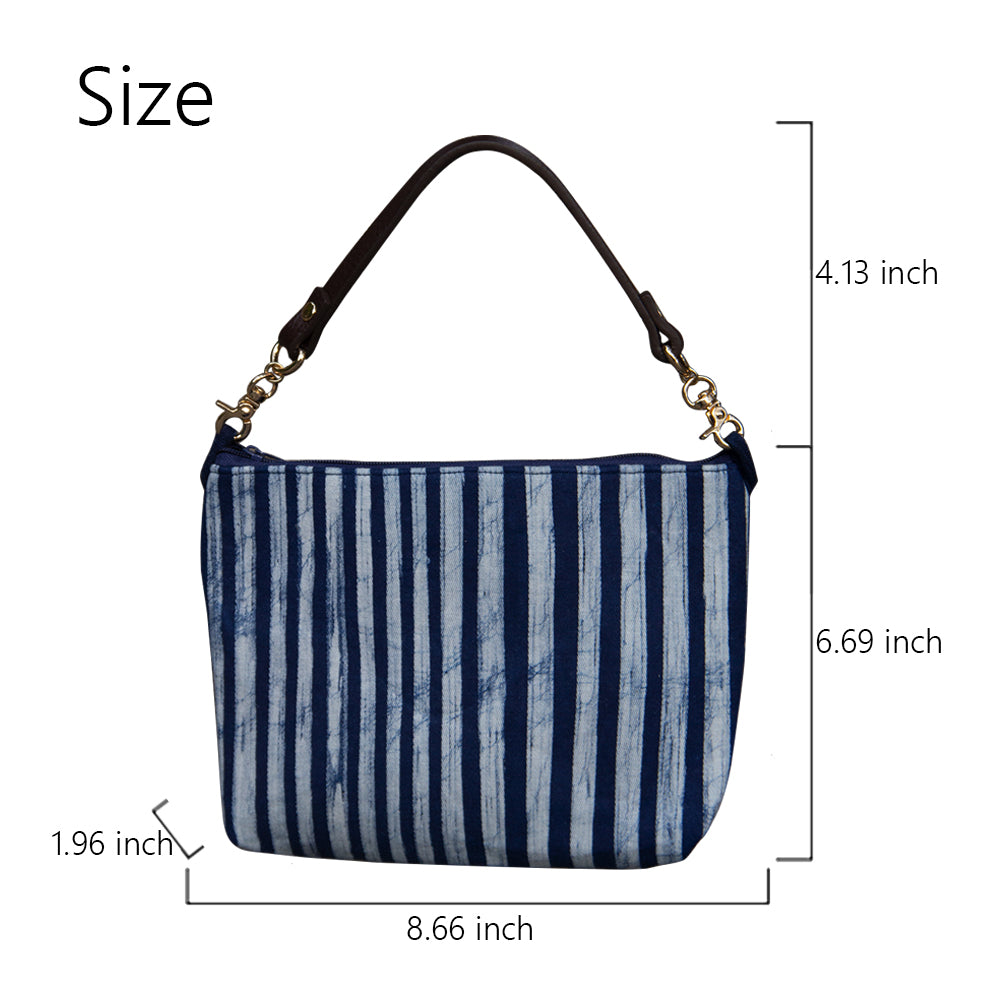 Handmade batik handbag, women's wrist bag with zipper, casual bag