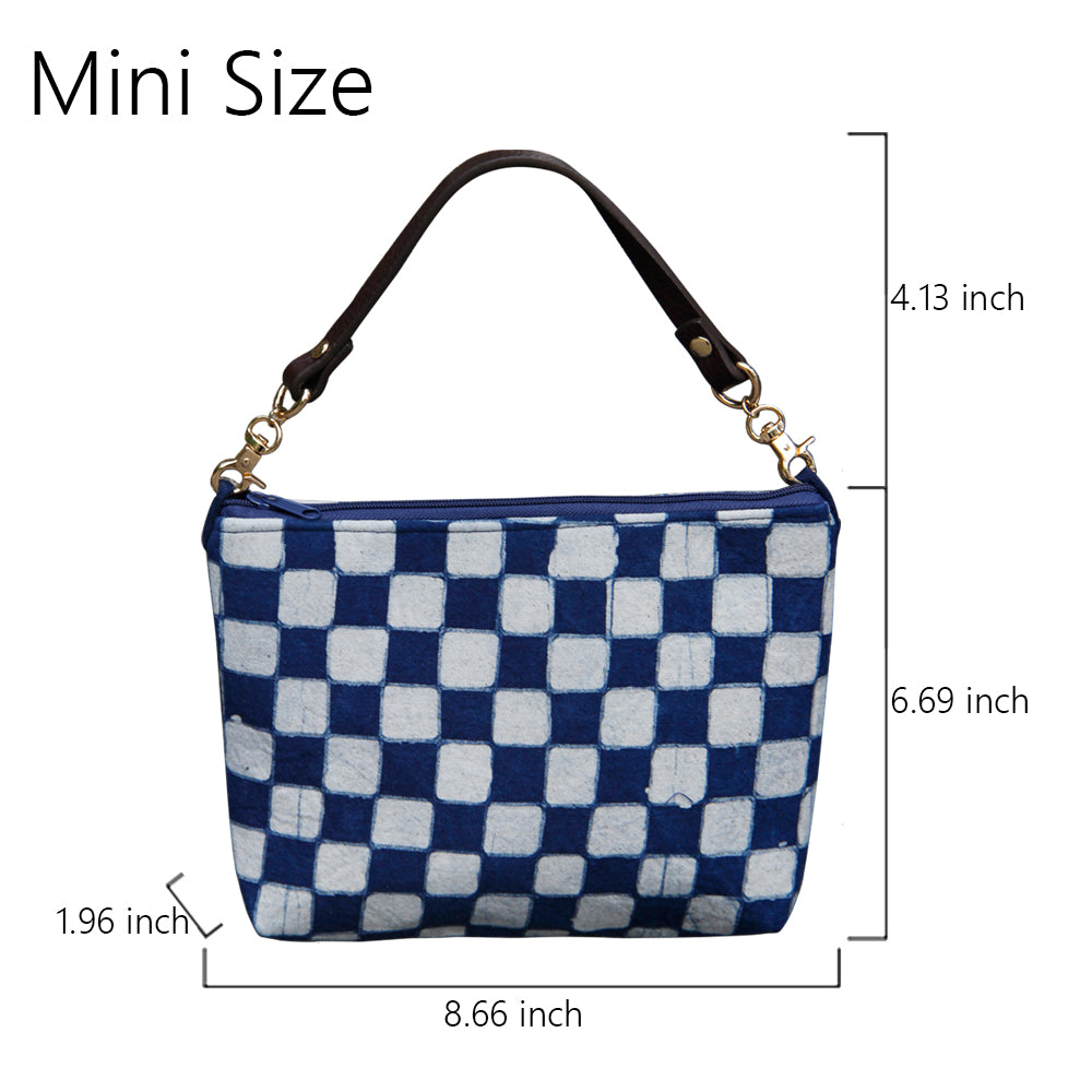 Handmade batik handbag, women's wrist bag with zipper, casual bag