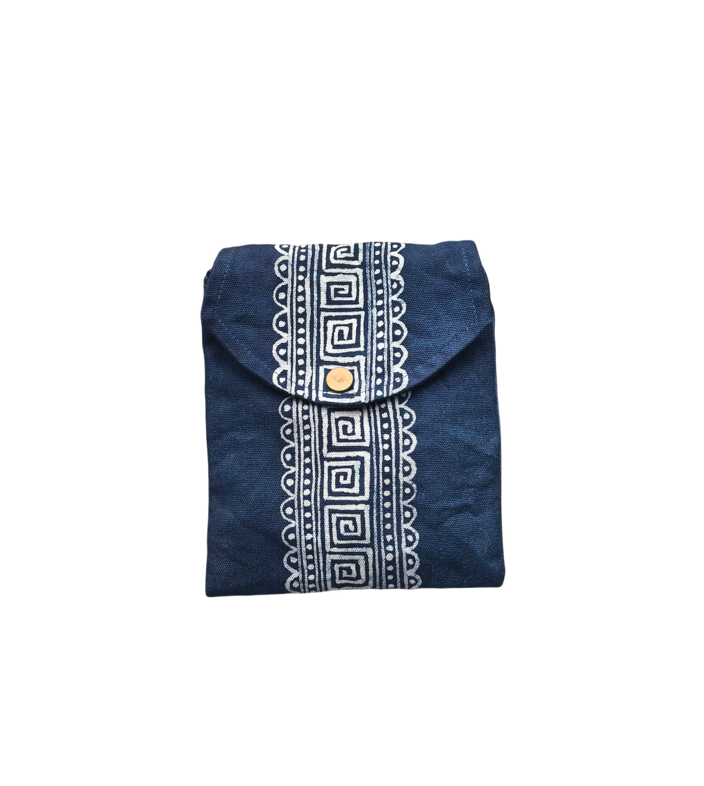 Sac bandoulière Miao fait main en batik, sac à bandoulière en coton naturel, sac teint indigo, sac Shibori, sac bohème avec rabat et boucle dissimulée 7,87 x 6,69 pouces