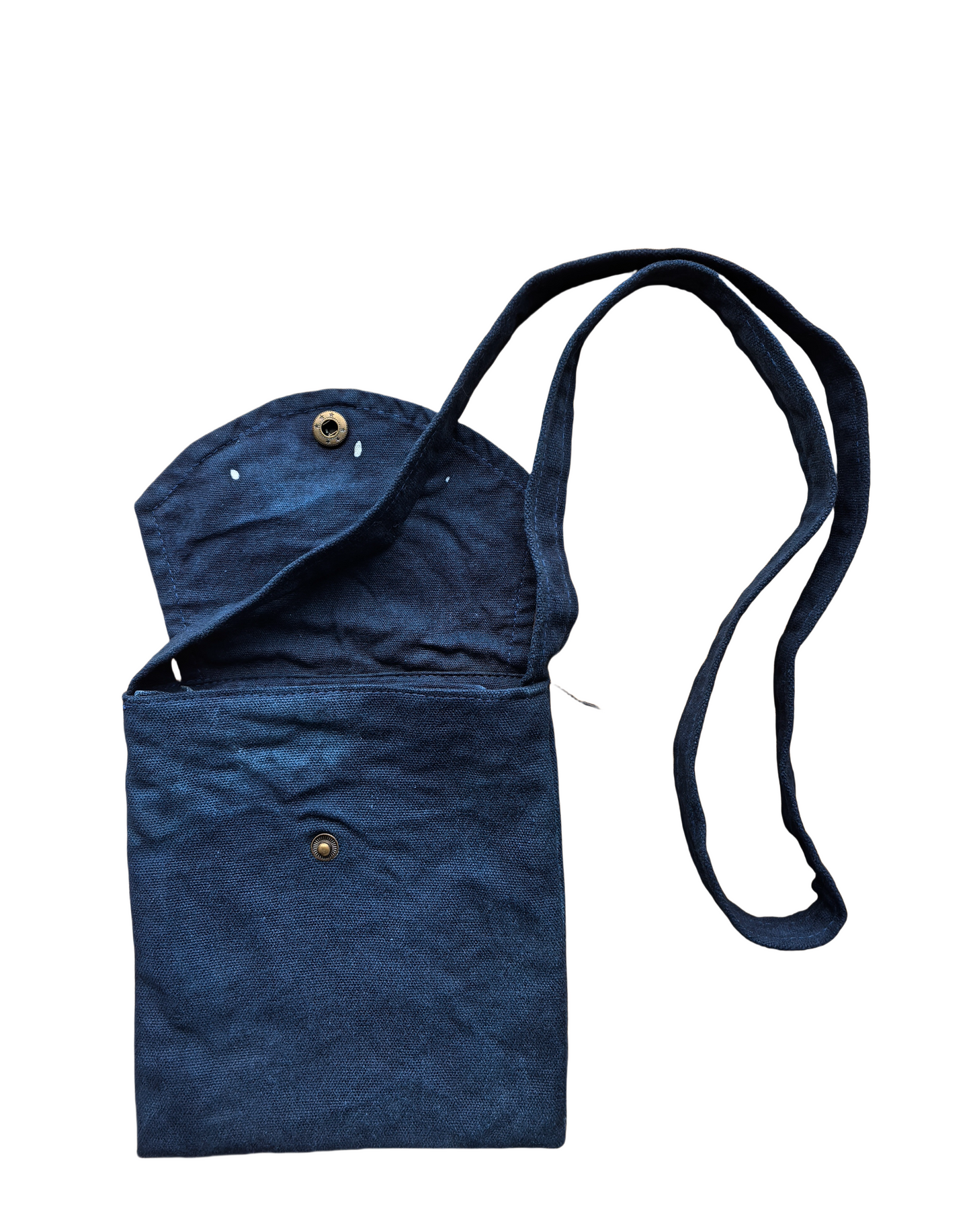 Sac bandoulière Miao fait main en batik, sac à bandoulière en coton naturel, sac teint indigo, sac Shibori, sac bohème avec rabat et boucle dissimulée 7,87 x 6,69 pouces