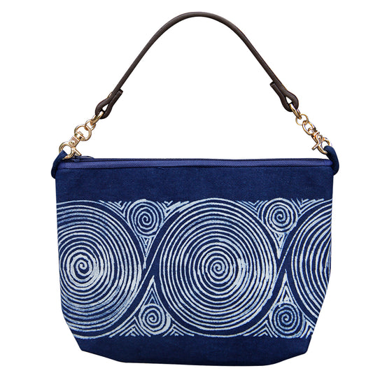 Handmade batik handbag, women's wrist bag with zipper, casual bag
