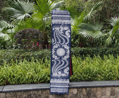 Miao ethnic handmade batik natural indigo dye table flag/wall retro decoration 15.75 * 66.93 inches