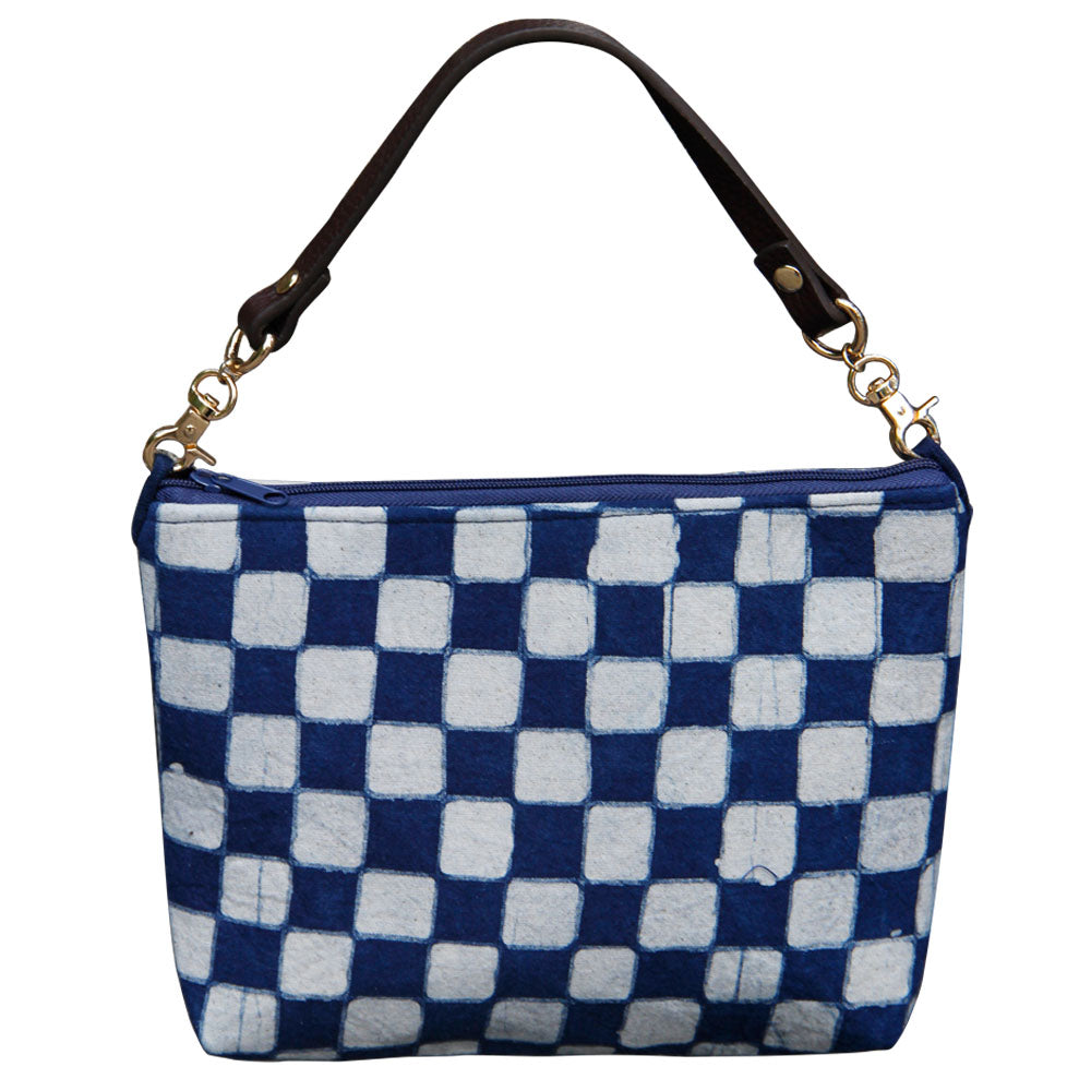 Handmade batik handbag, women's wrist bag with zipper, casual bag