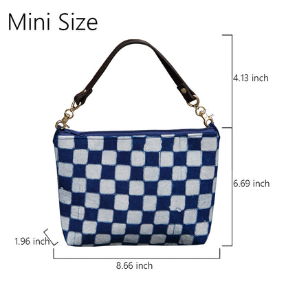 Handmade batik handbag, women's wrist bag with zipper, casual bag