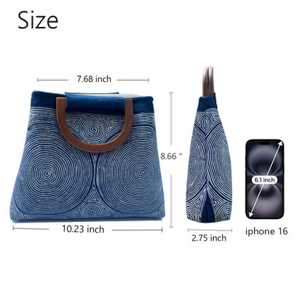 Handmade batik commuting wooden handle handbag for women