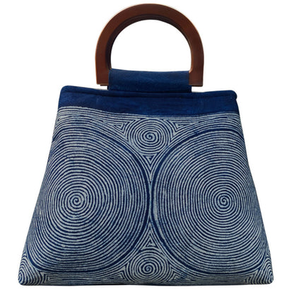 Handmade batik commuting wooden handle handbag for women
